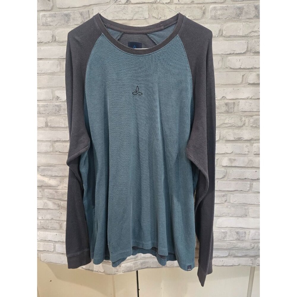 Prana Blue Hues Henley Shirt Mens‎ 2XL XXL Long Sleeve Organic Outdoor Top